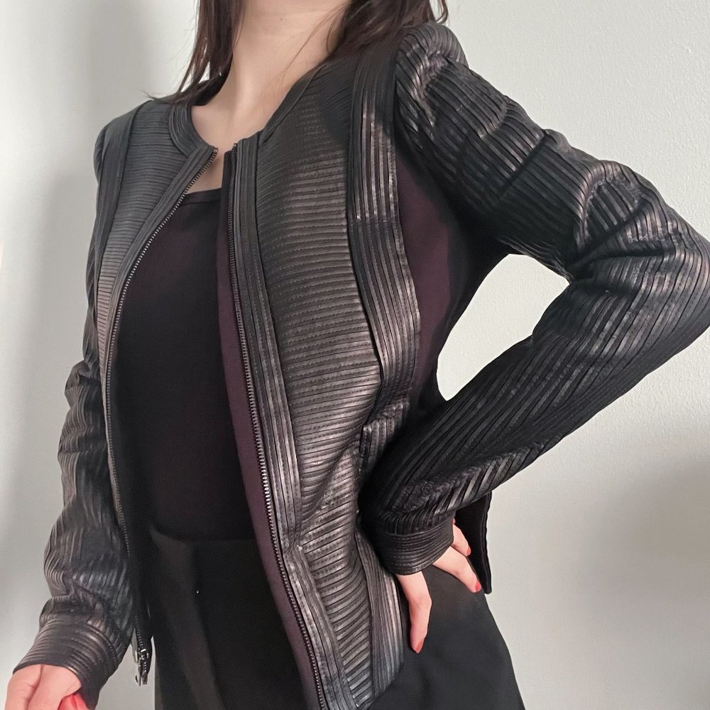 BCBG MAXAZRIA Cropped Faux Leather Jacket